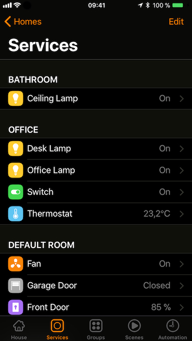 Home user interface on inverted colors